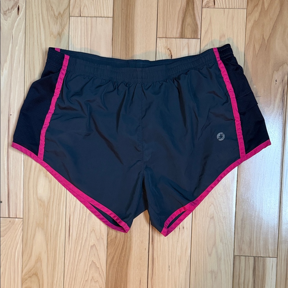 Aerie Athletic Shorts in Black with Pink Trim